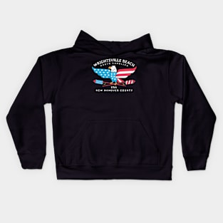 Wrightsville Beach, NC Summer Patriotic Pride Fourth of July Kids Hoodie